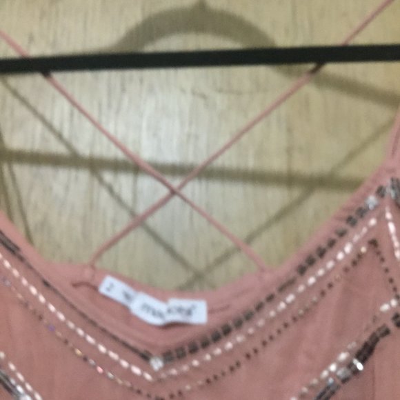 Maurice size 2 blush pink strappy top with beads on the front sheer layer - Picture 2 of 7